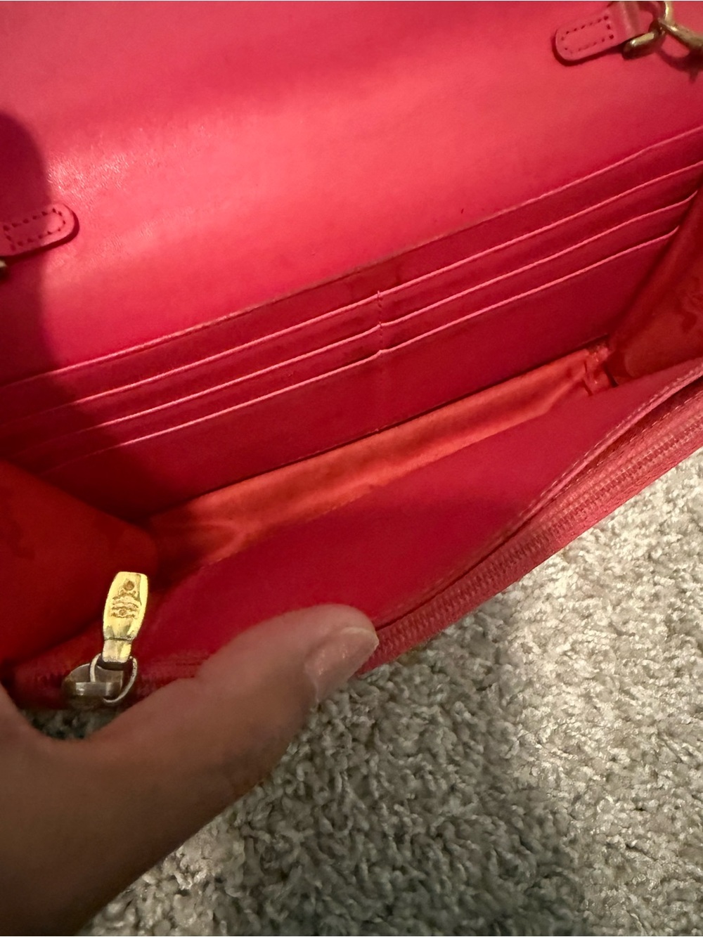 MCM Hot Pink Studded Leather Crossbody with Gold Chain - Picture 12 of 15